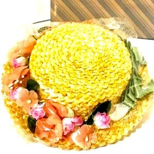 VTG AVON COUNTRY BONNET POMANDER FARMHOUSE FRAGR 6.25” CLOSET SACHET STRAW HAT